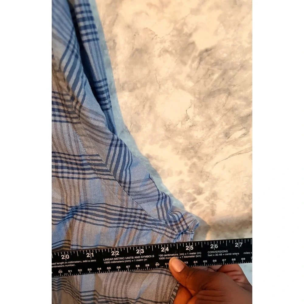 Banana Republic Men's Blue Plaid Slim Fit‎ Long Sleeve Button Down Shirt XL